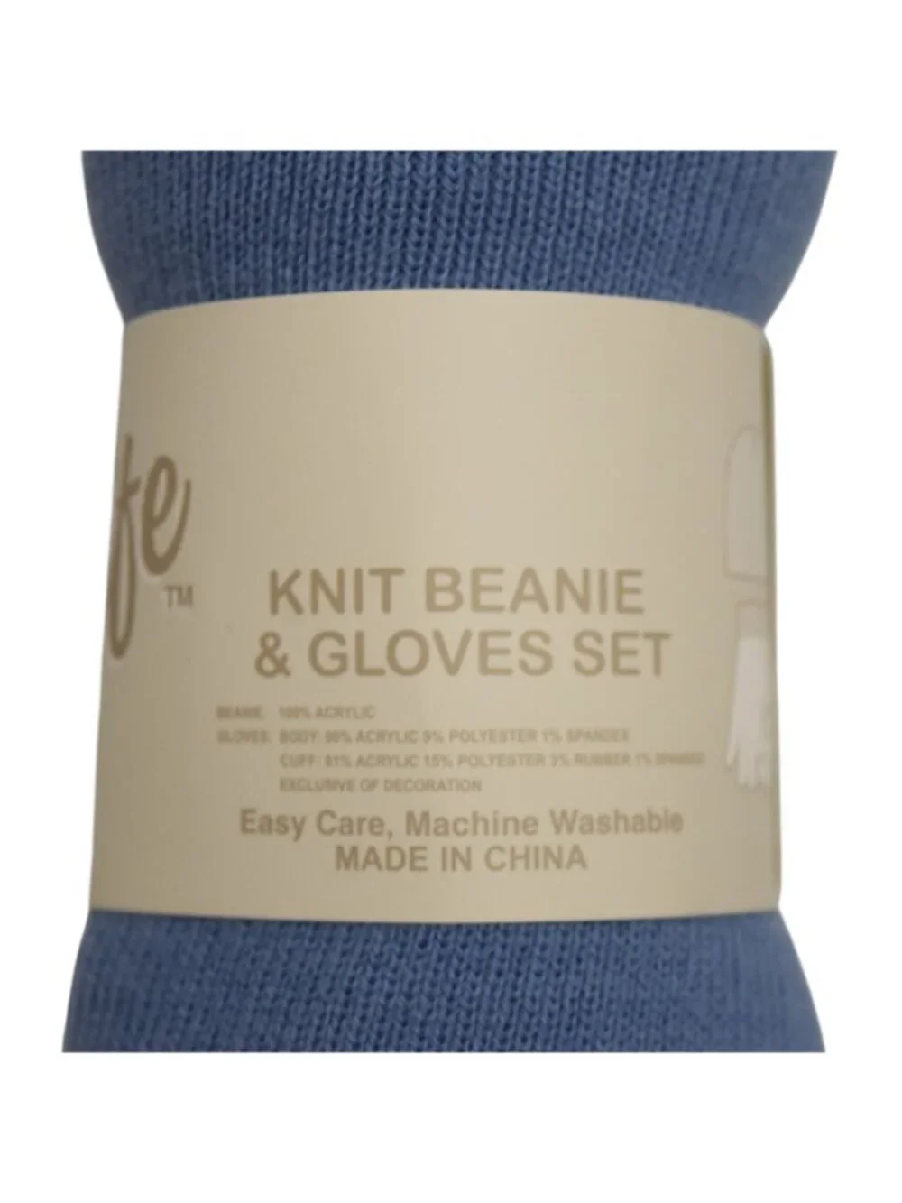 The Easy Life Blue Knit Beanie Hat Gloves Set Unisex Size S M New